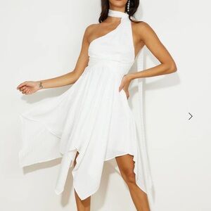 Hello Molly White Asymmetrical Halter Sundress